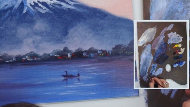 Фудзияма. Урок живописи маслом | Как нарисовать горы маслом (часть 2)