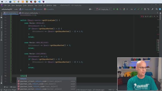Refactoring Code With Extract Method Live Code Example 001-002 смотреть онлайн