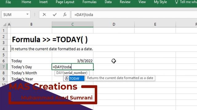 Excel | How to get current date formatted as a date | Excel Formula Today смотреть онлайн
