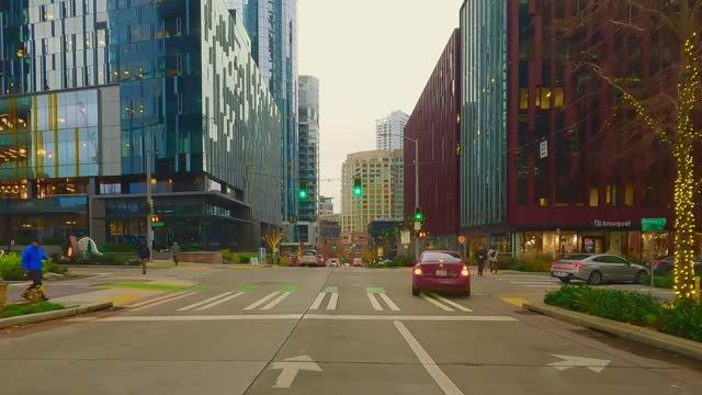 Downtown Seattle, WA Driving Tour In Holiday Season 2022.