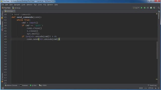 Python Reverse Shell Tutorial - 3 - Sending Commands to the Client смотреть онлайн