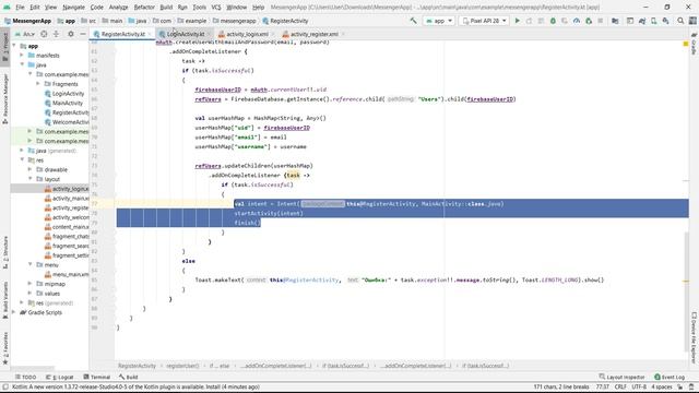 Создание чата на kotlin в Android Studio. LoginActivity. Часть 7. смотреть онлайн