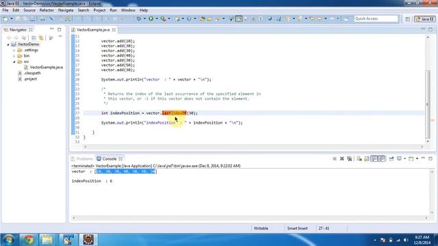 Vector (lastIndexOf method) | Java Collection Framework смотреть онлайн