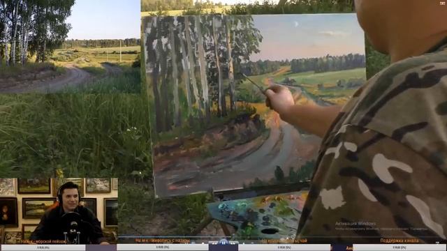 Как нарисовать картину с натуры. Деревенский пейзаж маслом - дорога смотреть онлайн