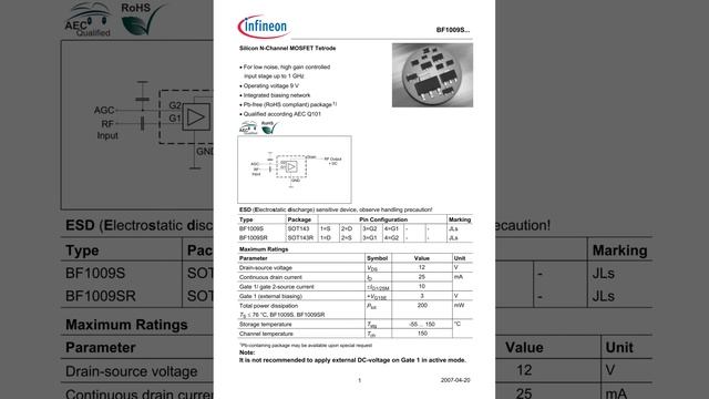 BF 1009SR E6327 #DataSheet -ingkechips.com смотреть онлайн