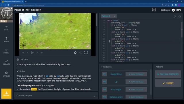 Codingame Walkthroughs: Power of Thor Episode 1 смотреть онлайн