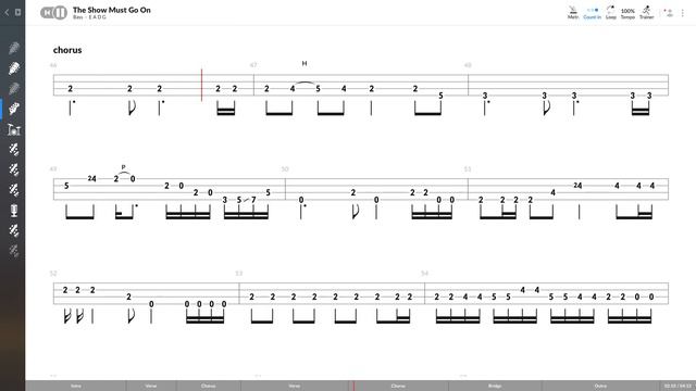 Queen - Show Must Go On (BASS TAB PLAY ALONG)