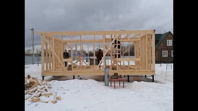 Таймлапс: Как построить Каркасный Дом 6х8 в 2 этажа. | #ЯвДрова