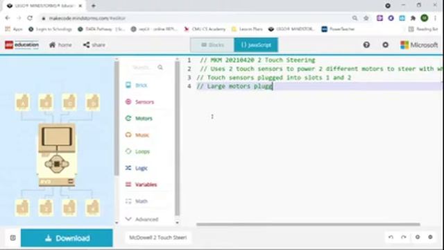 EV3 Touch Sensor (Javascript) смотреть онлайн