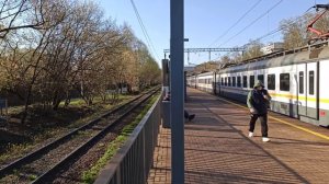 Станция D1 Дегунино городское наземное метро Москвы|Прибывает электропоезд ЭП2д|Московский транспорт