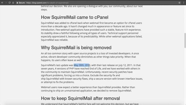 Say Goodbye To SquirrelMail: cPanel Announces Removal смотреть онлайн