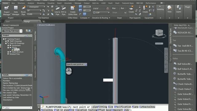 Plant 3D Creating Piping Adding a Branch Part Substitution смотреть онлайн