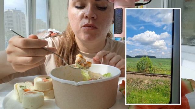 Мукбанг Салат цезарь 🥗 тортильи с лососем и сочный арбуз #мукбанг #фудблогер смотреть онлайн