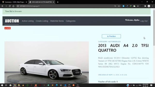 CS50 Web Programming With Python And JavaScript. Project 2 (commerce) смотреть онлайн