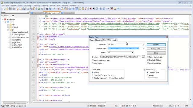02- Find And Replace HTML Files in Taurus eBay Template смотреть онлайн