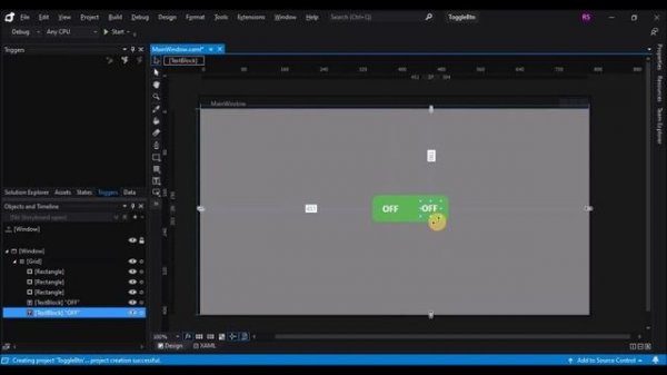 UI Design : Toggle Control in Visual studio blend 2017 | Toggle Button Animation | C# WPF