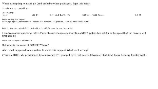 Unix & Linux: Public key for git-.....rpm is not installed смотреть онлайн