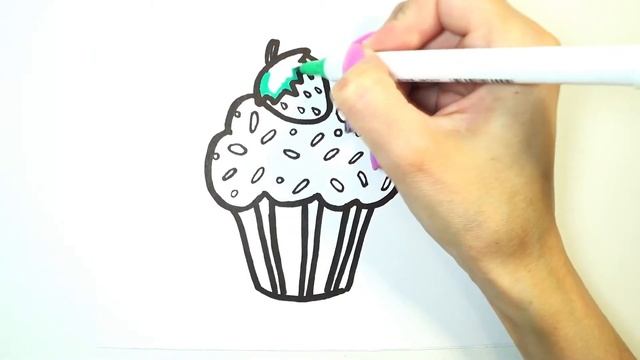 Рисуем пирожное / Раскраска / Рисунок для детей смотреть онлайн