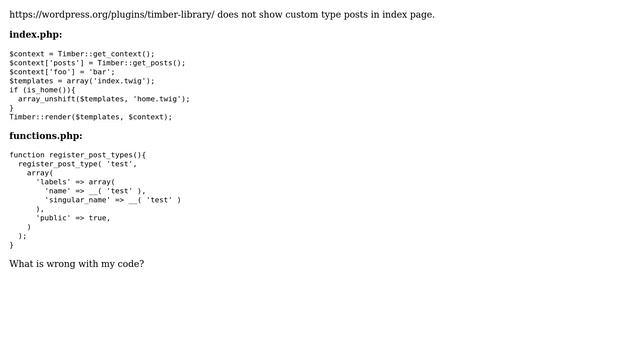 Wordpress: Timber plugin (Twig) does not show custom type posts in index page смотреть онлайн