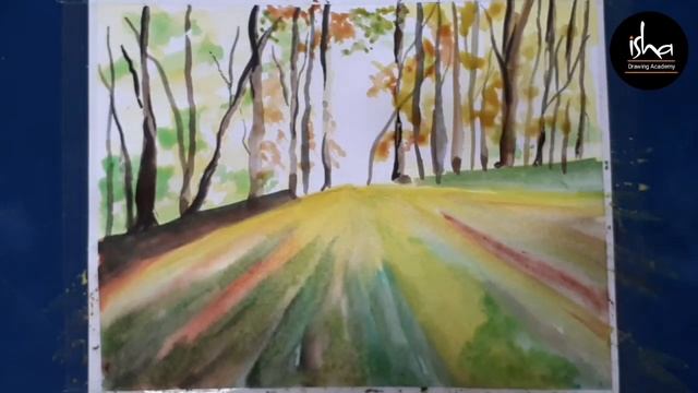 How to draw | sunlight forest | beginners | watercolor painting | step by step | ishadrawingacadem смотреть онлайн