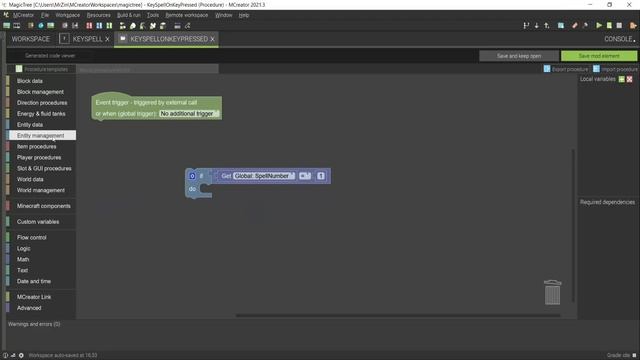 Магические навыки в Mcreator
