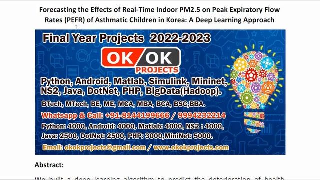 Forecasting the Effects of Real Time Indoor PM2 5 on Peak Expiratory Flow Rates PEFR of Asthmatic смотреть онлайн