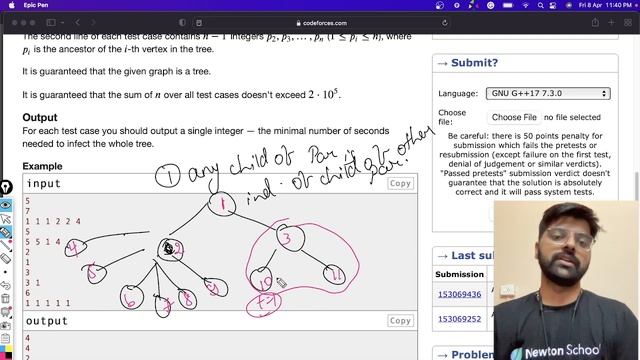 Codeforces Round #781 (Div. 2) | Problem C | Tree Infection смотреть онлайн