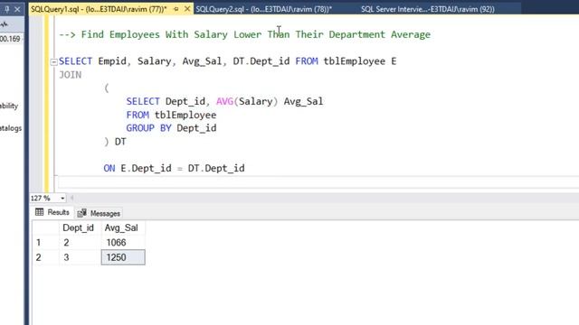 Find Employees With Salary Lower Than Their Department Average in SQL | SQL Interview Questions смотреть онлайн