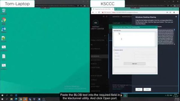Kaspersky Security Center Cloud Console: Connecting to remote client using Windows Desktop Sharing