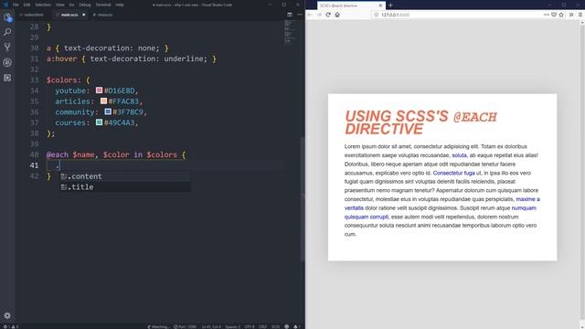 Each loops with SCSS - how to loop through lists and maps смотреть онлайн