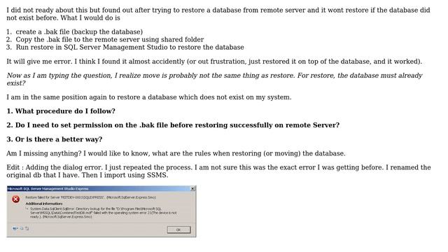 Databases: Move (Restore) SQL Server 2005 database which does not exist before (2 Solutions!!) смотреть онлайн