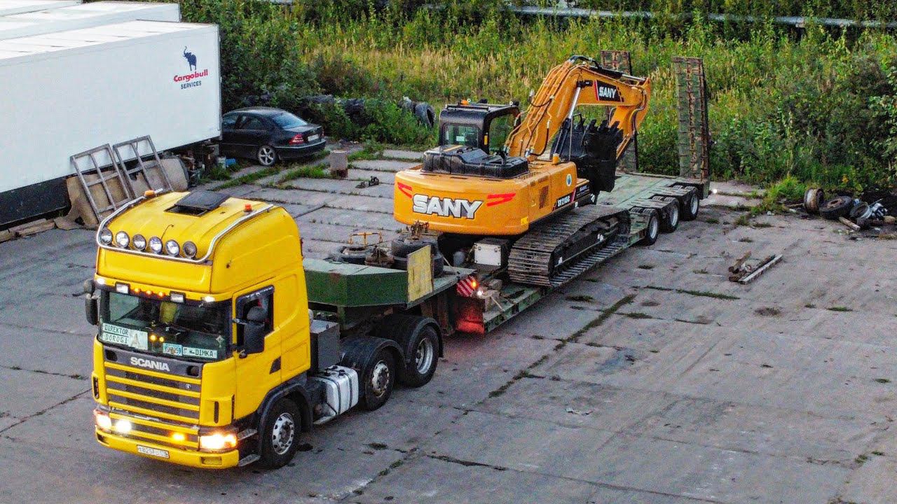 Scania после капиталки | Эвакуация прицепа | Накат экскаватора смотреть онлайн