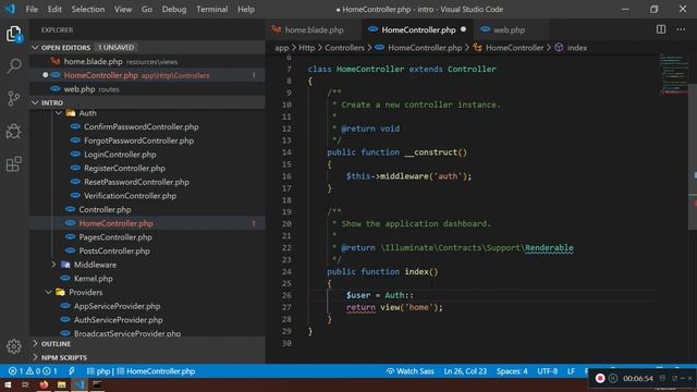 12- Register And Login User Laravel Users, Redirect them To Home View And Passing Auth Users info смотреть онлайн