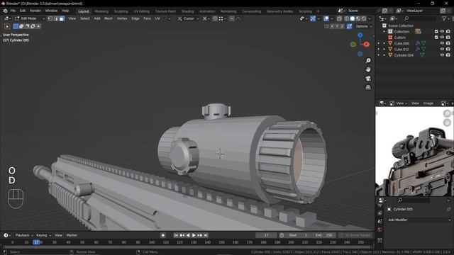 Gameready оружие в Blender урок 5