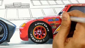 Compilation - Lightning McQueen vs Jackson Storm CARS 3 Drawing and Coloring Pages | Tim Tim TV