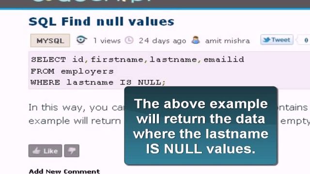 MySQL Tutorial : null values смотреть онлайн