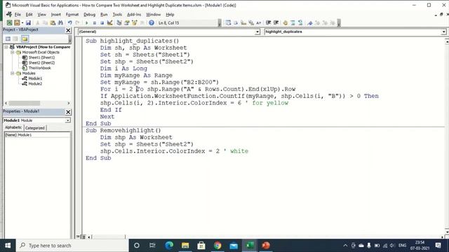 How to Compare two worksheet and highlight duplicate values in excel vba смотреть онлайн
