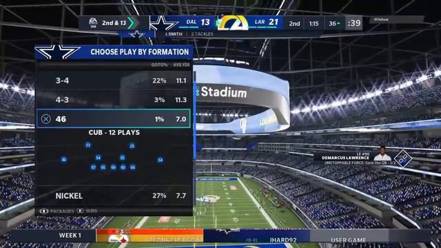 Madden 21 901 Madden Elite League Year 1 Week 1 Cowboys vs Rams смотреть онлайн