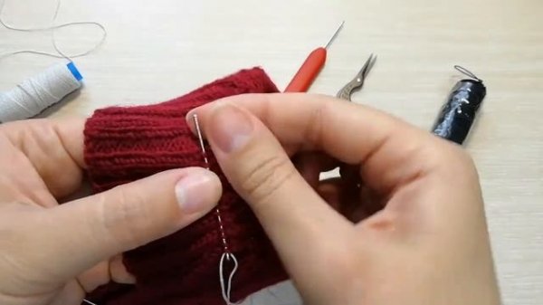 Как вставить спандекс в вязаное полотно.