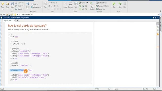 How to set the y-axis as log scale and x-axis as linear. #matlab #matlabtutorials смотреть онлайн