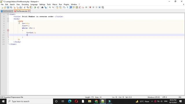 PHP script to print number in reverse order смотреть онлайн