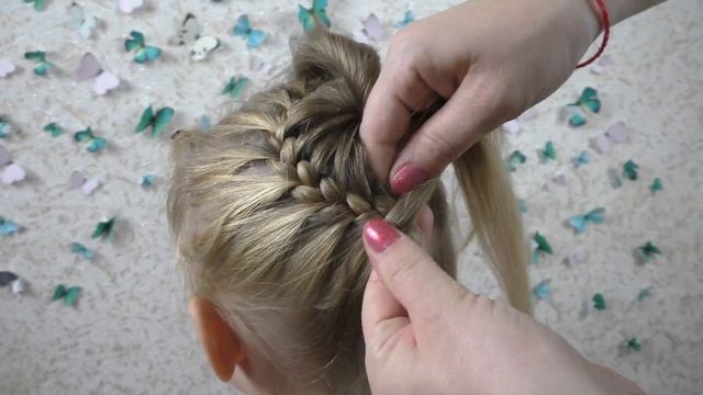 Прическа праздничная Корзинка. Плетение кос. Hairstyle festive basket. Weave braids. смотреть онлайн