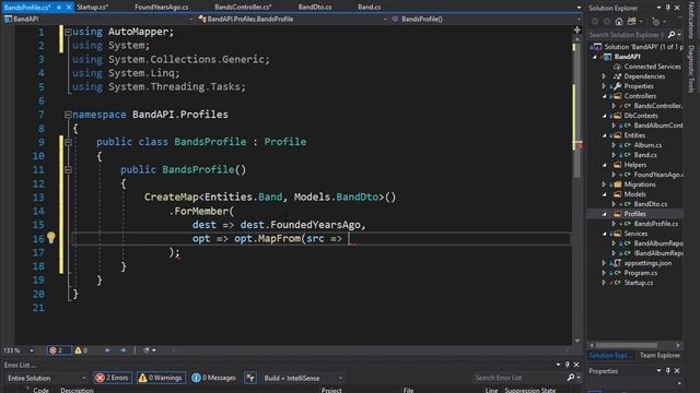 RESTful API with ASP.NET Core 3.0 - 28/50 - Implementing AutoMapper смотреть онлайн