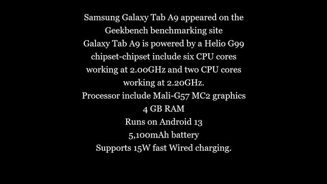 SAMSUNG GALAXY TAB A9 PROCESSOR DETAILS смотреть онлайн