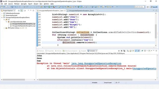 What is UnsupportedOperationException in java? || Java Collection Interview Question смотреть онлайн
