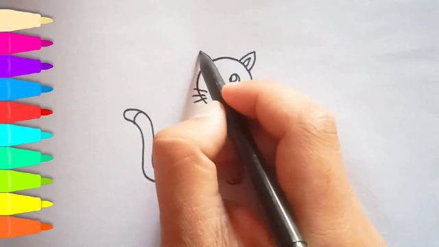 how to draw a cat for kids | draw a cute kitty | cute cat | drawing for kids | artfixr смотреть онлайн