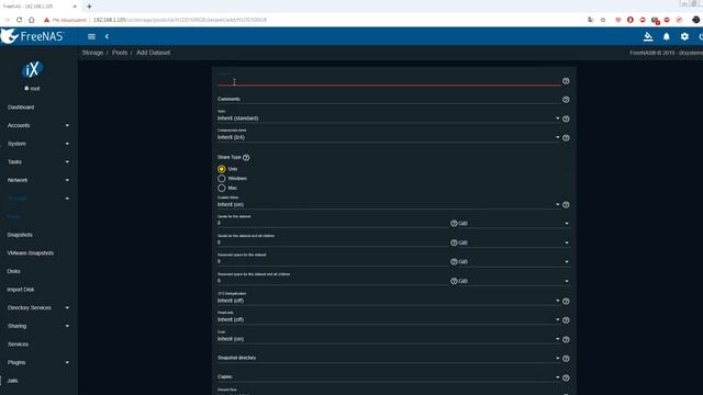 FreeNAS - создание сетевой папки "share" смотреть онлайн
