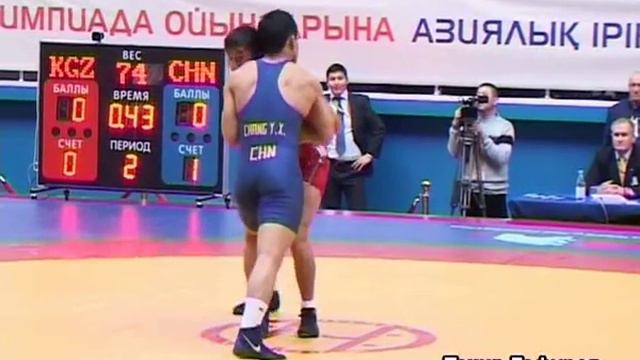 Спорт. Борьба. 74 кг 1\2 финала. Данияр Кобенов (Кыргызстан)-Чанг Янг Янг (Китай) смотреть онлайн