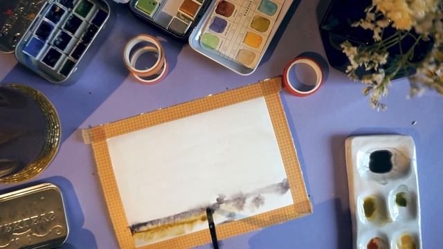 Рисую абстрактные акварельные пейзажи | draw with me смотреть онлайн