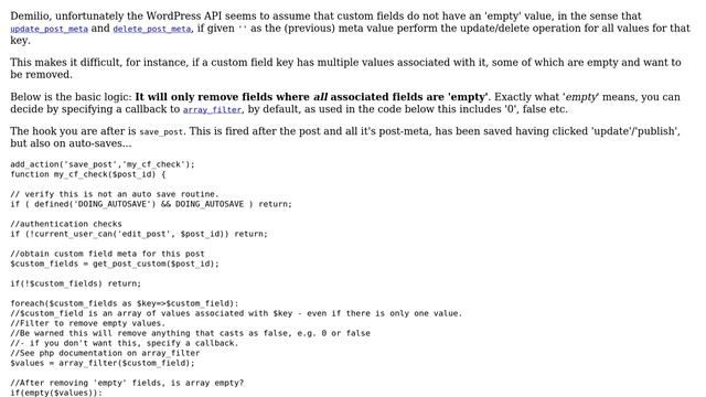 Wordpress: Auto-remove custom field with no value on publish смотреть онлайн